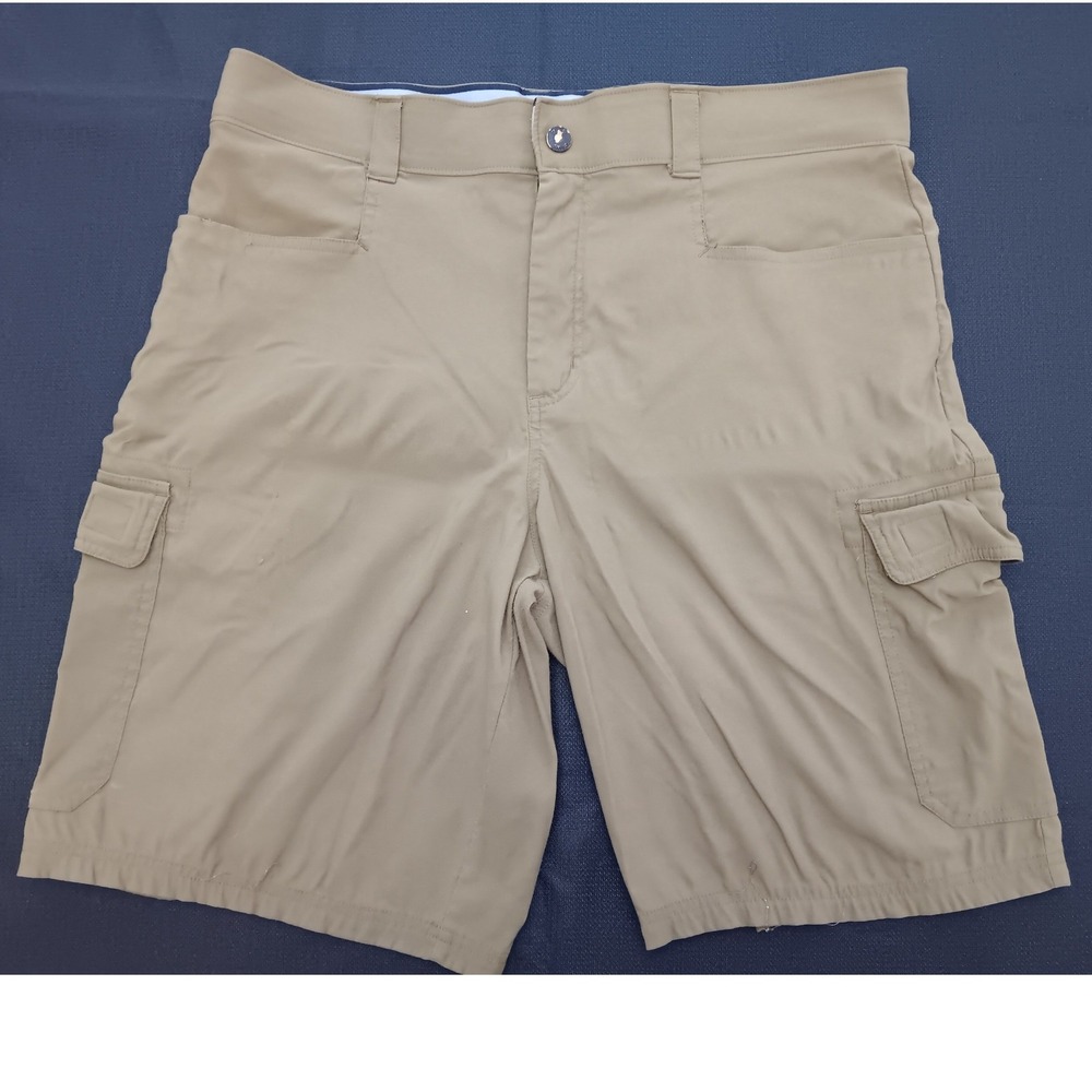 Orvis Mens Khaki Tan Performance Stretch Cargo Shorts Hiking‎ Fishing Outdoor